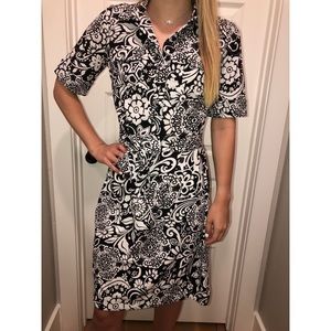 🛍 Ann Taylor black and white print dress. Sz. 4.